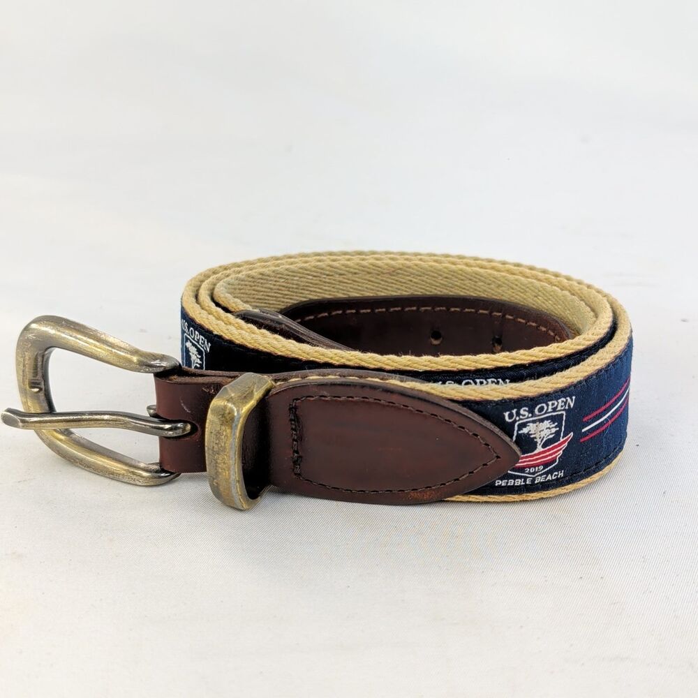 US Open 2019 Pebble Beach Golf Belt YRI Mens Size 38 Woven Canvas Leather USA